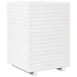 Helloshop26 - Jardinière bac lit surélevé plantes fleurs terrasse jardin 50 x 50 x 72 cm bois de pin massif blanc 02_0037677 - 3000214271651_0