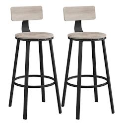 Helloshop26 - Lot de 2 chaises de bar tabourets hauts avec dossier siège de cuisine cadre en acier montage facile siège de 73 cm de 12_0002533 - 300_0