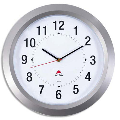 HORLOGE MURALE GEANTE HORBIG - DIAMETRE 38 CM - COLORIS GRIS METAL