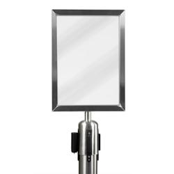Securit® Cadre d'affiche de barrière rétractable en acier inoxydable - se visse sur le haut du poteau - A4 - argenté métal RS-SIGN-A4-PS_0