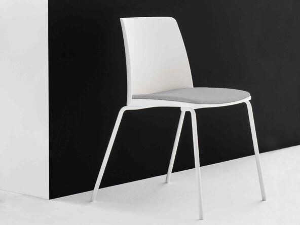 Lot de 4 chaises de réunion en technopolymère Margherita Denomics - Monocoque colorée - Pieds métalliques assortis - Fabriquées en Italie_0
