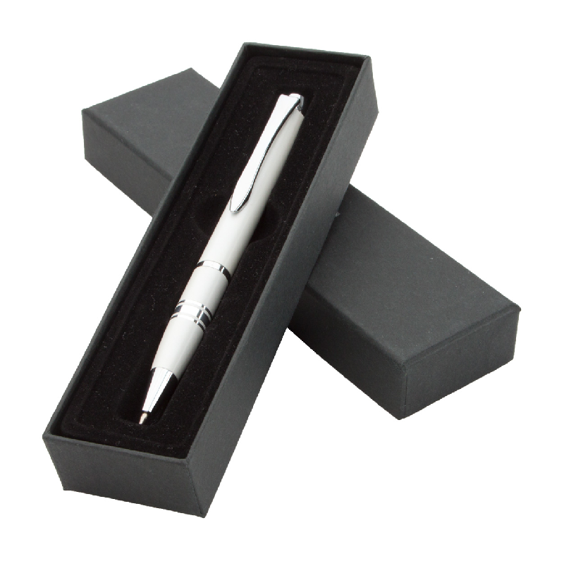 Stylo à bille en métal laqué - Parties chromées brillantes - Livré en boîte cadeau - Encre bleue_0
