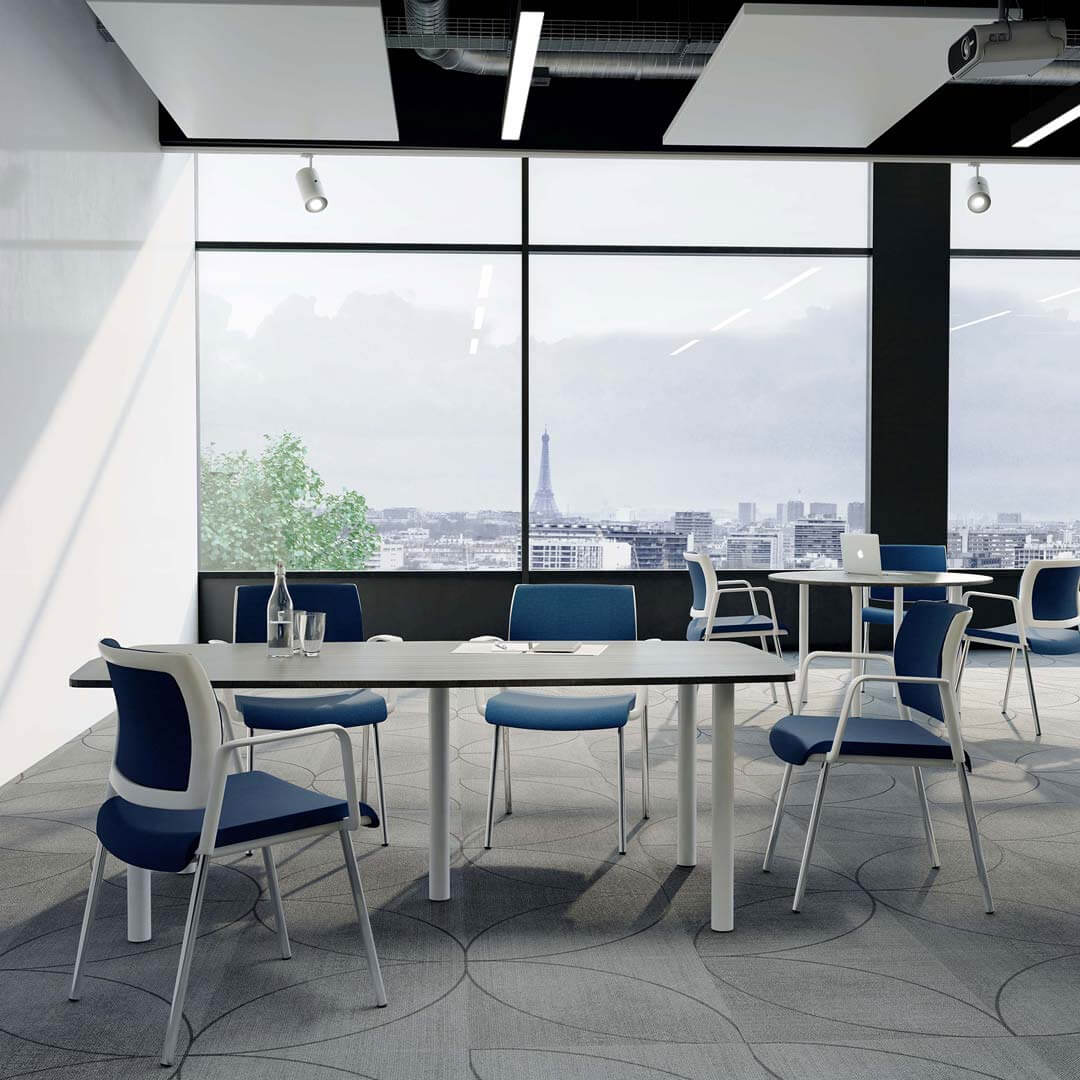 Table de réunion personnalisable Tonneau - ovale ou ronde avec piètements design et grand choix de coloris_0
