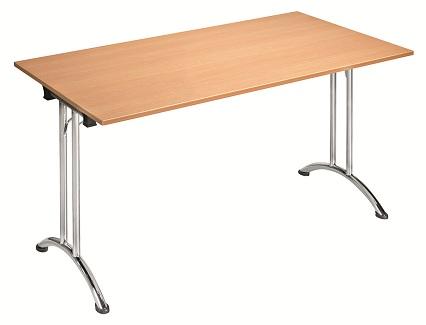 Table rectangulaire pliante et empilable en mélaminé - modèle Tivoli - plateau PEFC - L. 120 x l. 80 cm - 28 kg_0
