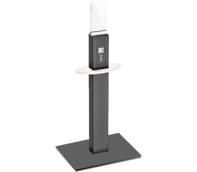Totem de rechargement Handy Tab - 8 ports USB, 2 prises électriques et 2 chargeurs QI rétro-éclairés_1