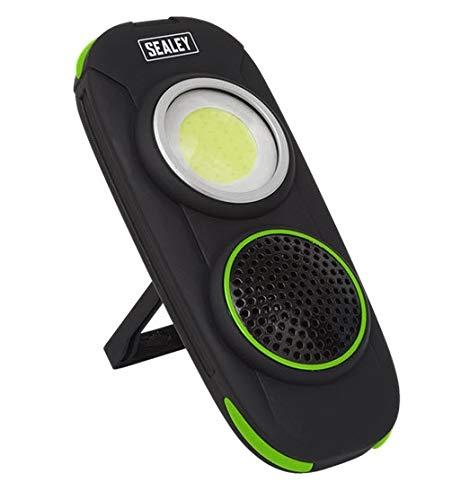 SEALEY LED50WS - Lampe torche LED COB rechargeable avec haut-parleur sans fil - 500 lm, IPX4, autonomie jusqu'à 12h_0