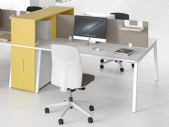 Bureau bench 2 personnes Aska A avec piètement métal et plateau stratifié_0