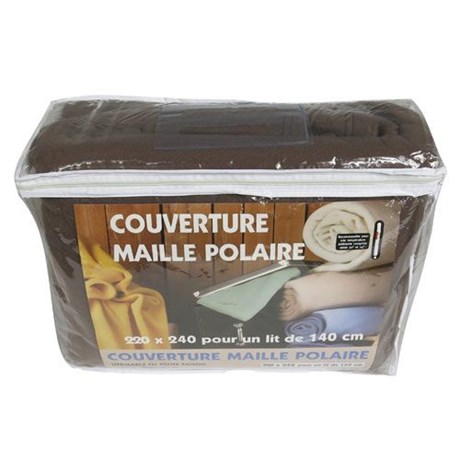 COUVERTURE POLAIRE CHOCOLAT 220 X 240 CM 350 GR/M²