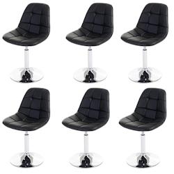 Décoshop26 - 6x chaises de salle à manger en synthétique noir pied chromé pivotant CDS04623 - noir 3000414282440_0
