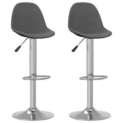 Décoshop26 - Lot de 2 tabourets de bar chaises hautes avec repose-pieds en tissu gris foncé et acier DEC029708 - gris 3000257515217_0