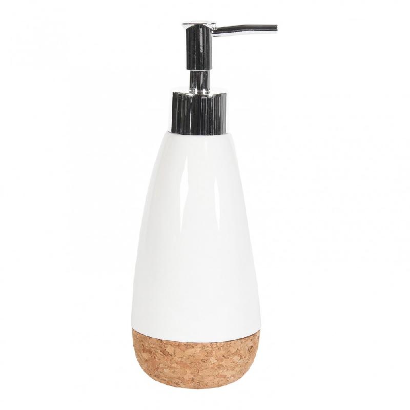 Distributeur de savon en céramique Odemira - blanc - finition brillante - hauteur 21 cm - diamètre 7.5 cm_0
