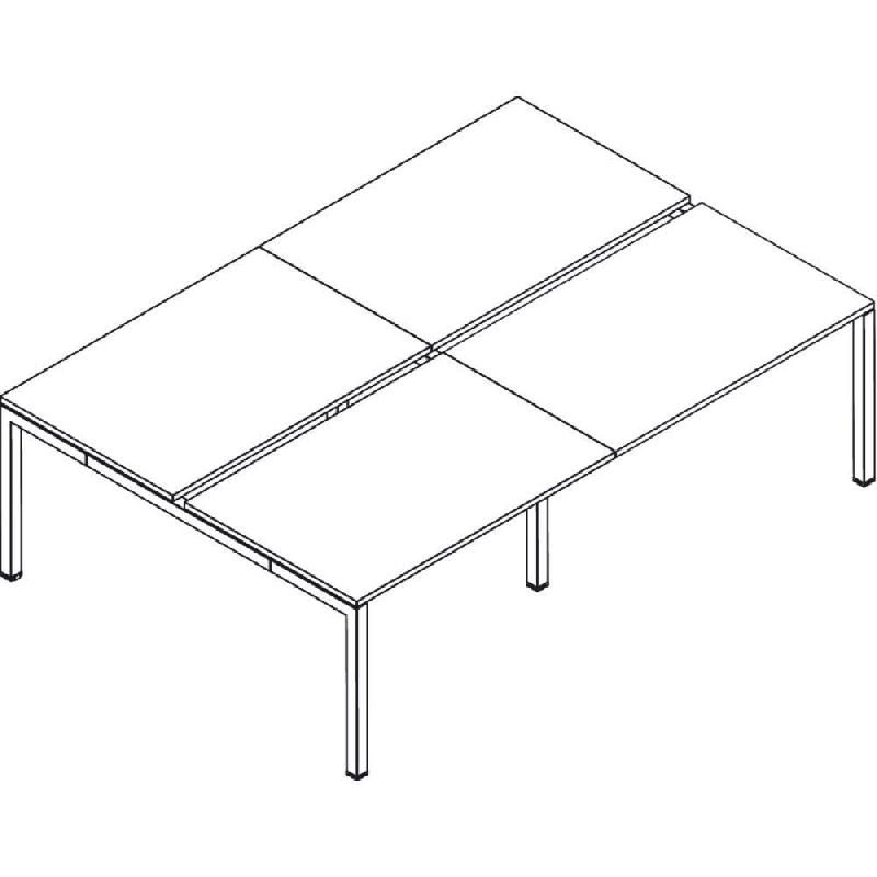 ENSEMBLE 4 POSTES DROIT ACTUAL - L. 320 X P. 165 CM - PLATEAU HÊTRE - 4 PIEDS BLANC