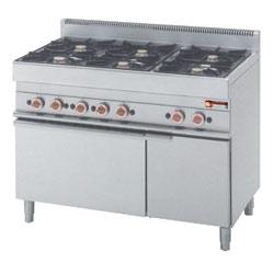 Fourneau 6 feux vifs Alpha 650 - Four gaz 5 kW - Armoire neutre GN 1/1 - Inox AISI 304_0
