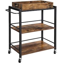 HELLOSHOP26 - Desserte de style industriel chariot de cuisine avec plateau amovible avec pieds réglables et roulette marron et noir 12_0000463 - marr_0
