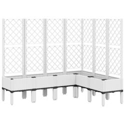 Helloshop26 - Jardinière bac lit surélevé plantes fleurs terrasse jardin avec treillis 160 x 120 x 142 cm PP blanc 02_0038250 - 3000214148540_0