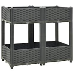 Helloshop26 - Jardinière lit surélevé plantes fleurs jardin80 x 40 x 71 cm polypropylène gris foncé 02_0000948 - 3000072831530_0