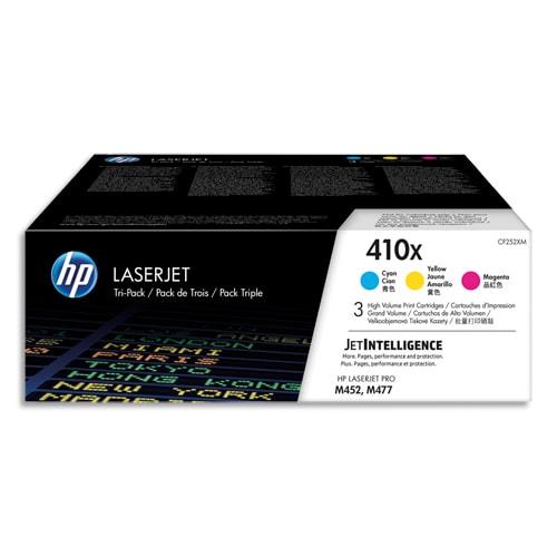 HP - Pack de 3 cartouches laser couleur haute capacité 410X CF252XM - Cyan, Magenta, Jaune_0
