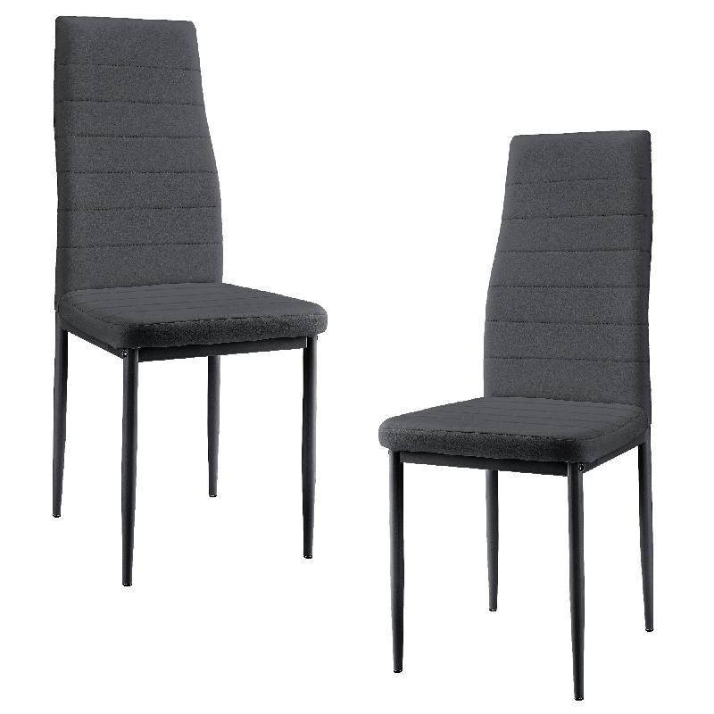 Lot de 2 chaises de salle à manger empilables - rembourrage synthétique - 96 cm - gris foncé - 03_0005743_0