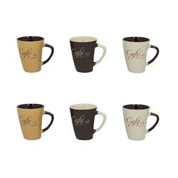 Novastyl - Lot 6 Mugs Cafe Parisien 30cl En Gres 3 Decors Assortis - 3256391044803_0