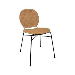 Now's Home - Lot 2 Chaises En Rotin Naturel Et Pieds Metal 45x45xh78cm Noir Nina - 3256390249179_0