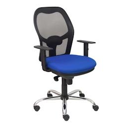Piqueras y Crespo Silla Jorquera malla negra asiento bali azul brazos regulables base cromada - bleu multi-matériau 15SM840B229B10CCRRN_0
