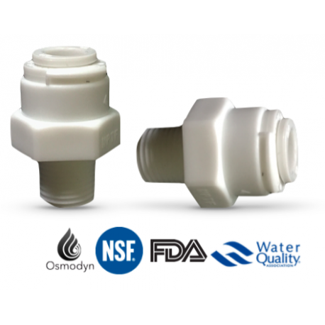 Raccord droit filetage M tube alimentaire - Raccord rapide 1/4 x 1/4 - Osmoseur - Blanc ou Gris_0
