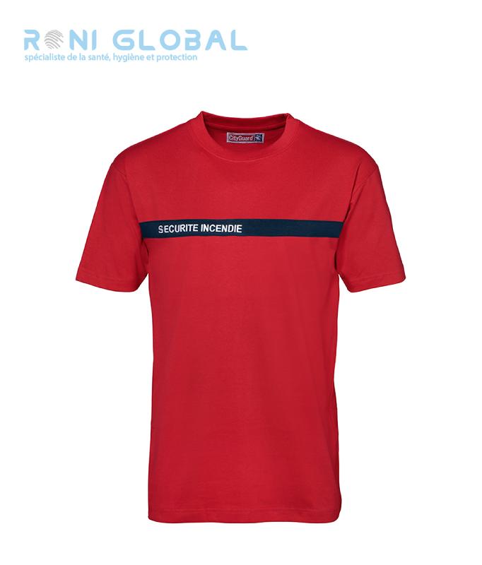 T-shirt de travail sécurité incendie en coton - CITY GUARD - 100% coton 180 g/m² avec broderie_0