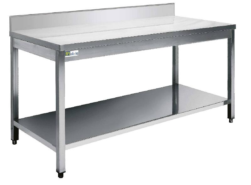 Table inox avec dosseret et tablette inférieur 2200x600x870 mm - DD6022_0