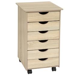 Tectake Caisson de bureau à roulettes en bois 65x36x40cm  Bois clair, Chêne Sonoma - 401788 - beige Bois manufacturé 401788_0
