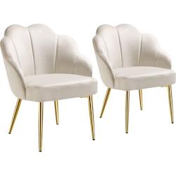 TecTake GmbH tectake Lot 2 fauteuils cocktail rembourrés revêtement en velours crème/or - 405824 - beige plastique 405824_0