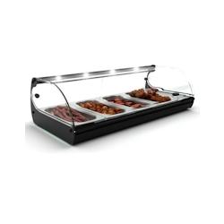 Vitrine chauffante bain marie à tapas 4 bacs GN 1/3 Standard | Sayl - Avec lumière LED - noir 718603514885_0
