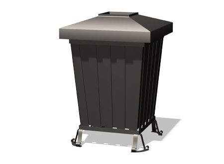 Poubelle publique rétro Esteso - Zano - 100L - acier galvanisé, avec serrure et options de personnalisation_0