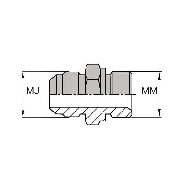 Adaptateur droit mâle JIC x mâle DIN - Pour bague BS - Cône 60° - MJI7/16 / MDCT10X100_0