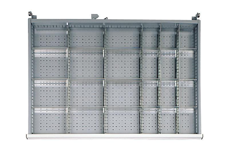 Agencement pour tiroir h.75 mm d'armoire métallique l en casiers amovibles l.90 + l.190 mm_0