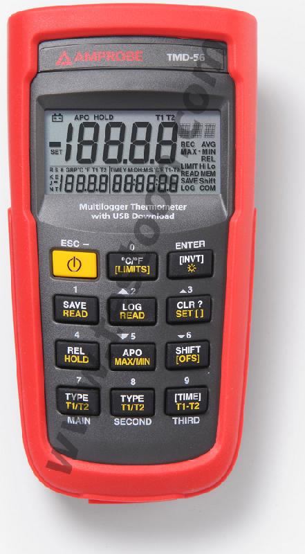 THERMOMÈTRE ENREGISTREUR (USB) DOUBLE VOIE THERMOCOUPLE TYPE  K,J,T,R/S,N,E - AMPTMD56