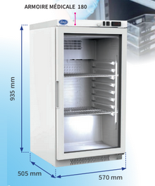 Armoire médicale AM-180 - éclairage LED, régulation électronique, double vitrage, 130L_0