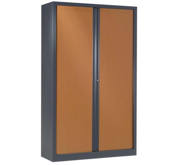 ARMOIRE MÉTAL À MONTER RIDEAUX TON BOIS MERISIER 120 X 198 CM COLORIS ANTHRACITE - MANUTAN COLLECTIVITÉS