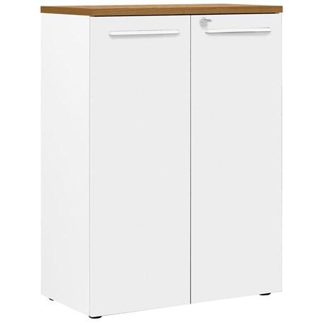 ARMOIRE MI-HAUTE DE BUREAU PORTES BATTANTES YES! BLANC MERISIER