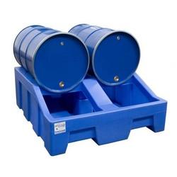 Bac de rétention en polyéthylène pour 2 fûts couchés - capacité 400L - charge 1250 kg_0