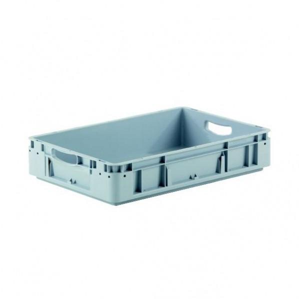 Bac norme Europe à poignées ouvertes - 600 x 400 mm - Hauteur 120 mm - Compatible palettes 1200 x 800 mm et 1200 x 1000 mm_0