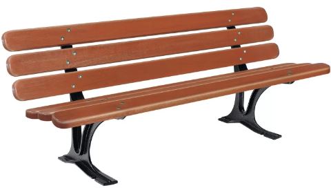 Banc public Séville - 6 lames en bois exotique certifié FSC - 180 cm - Pieds en fonte antirouille - Vernis épaisseur 35 mm_0