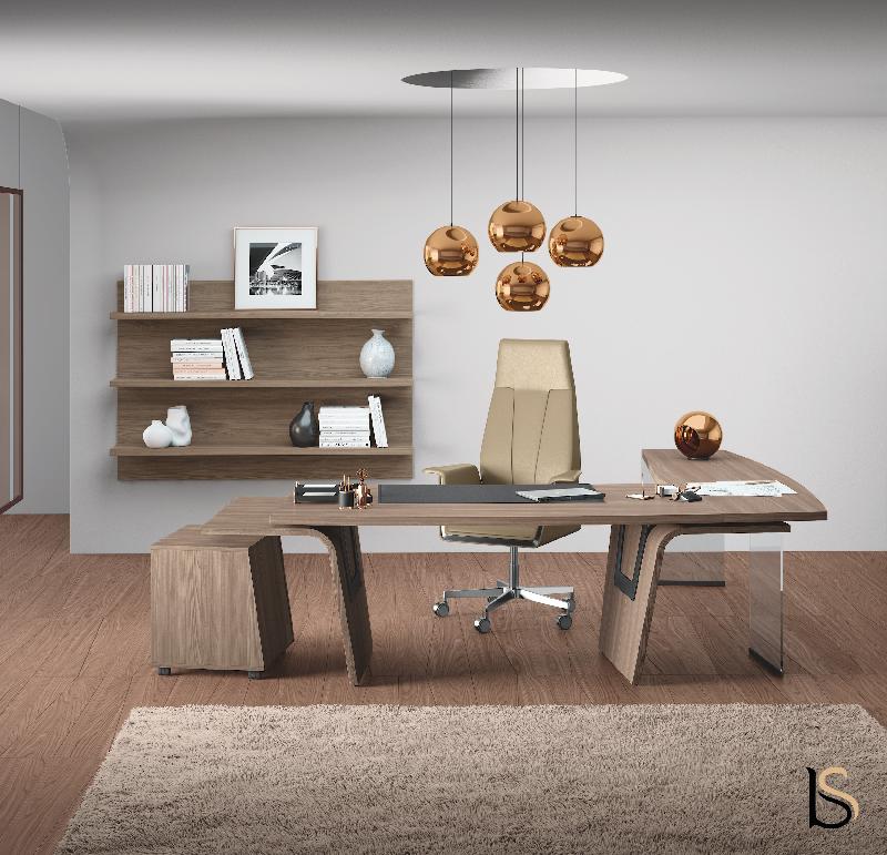 Bureau de direction Larus avec retour - Dellarovere - Chêne_1
