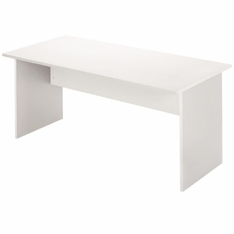 BUREAU DROIT PRONTO TENDANCE - L. 80 X P. 80 CM - PLATEAU BLANC - PIEDS PLEINS ALUMINIUM