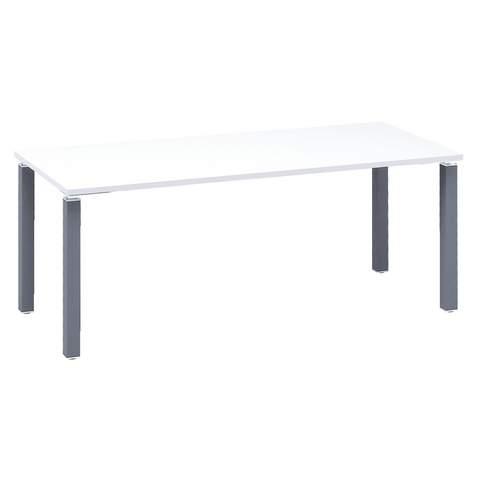 BUREAU DROIT EDEN L 180 X P 80 CM PLATEAU BLANC PIÉTEMENT MÉTAL ANTHRACITE