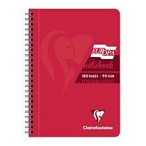 CARNET RELIURE INTÉGRALE EUROPA GLOSSY A5 180 PAGES DÉTACHABLES MICRO-PERFORÉES LIGNÉ + MARGE - ROUGE - LOT DE 5