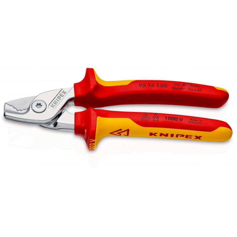 Coupe-câbles StepCut - 160mm - Chromé isolé 1000V - Cu/Al Ø15mm/50mm² - KNIPEX | 95 16 160_0