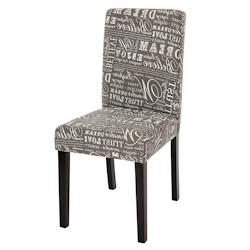 Décoshop26 - Chaise de salle à manger cuisine en tissu gris avec écriture pieds en bois foncé design moderne 04_0002357 - gris 3000273332690_0