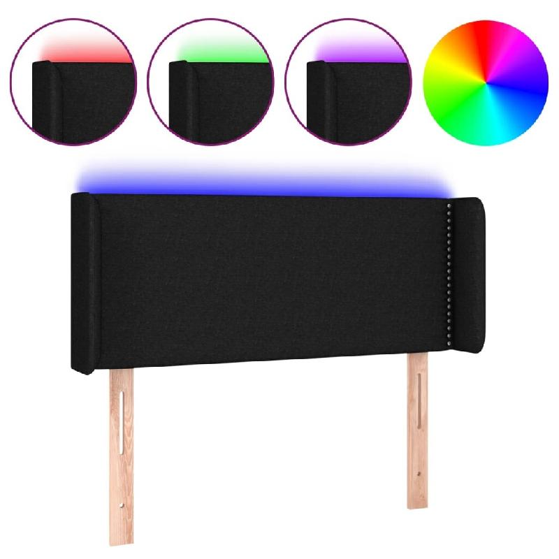 Décoshop26 - Tête de lit accessoire couchage chambre à coucher meuble à LED 103 x 16 x 78/88 cm tissu noir TDL0200728 - noir 3000353088004_0