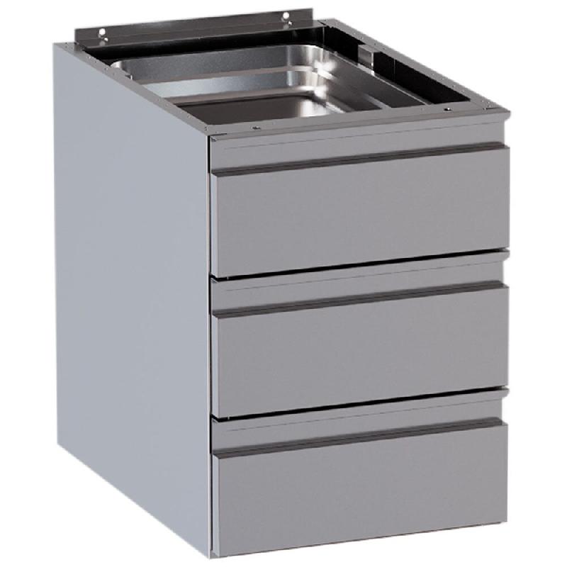 Diamond - Bloc 3 tiroirs (table prof. 700 mm) - Guides téléscopiques - réf. CRB3-SA7 - inox AKS-CRB3-SA7_0