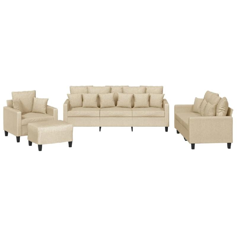 Ensemble de canapés 4 pcs avec coussins crème tissu Modèle AbriOmbrage 30 - 8721012066090_0